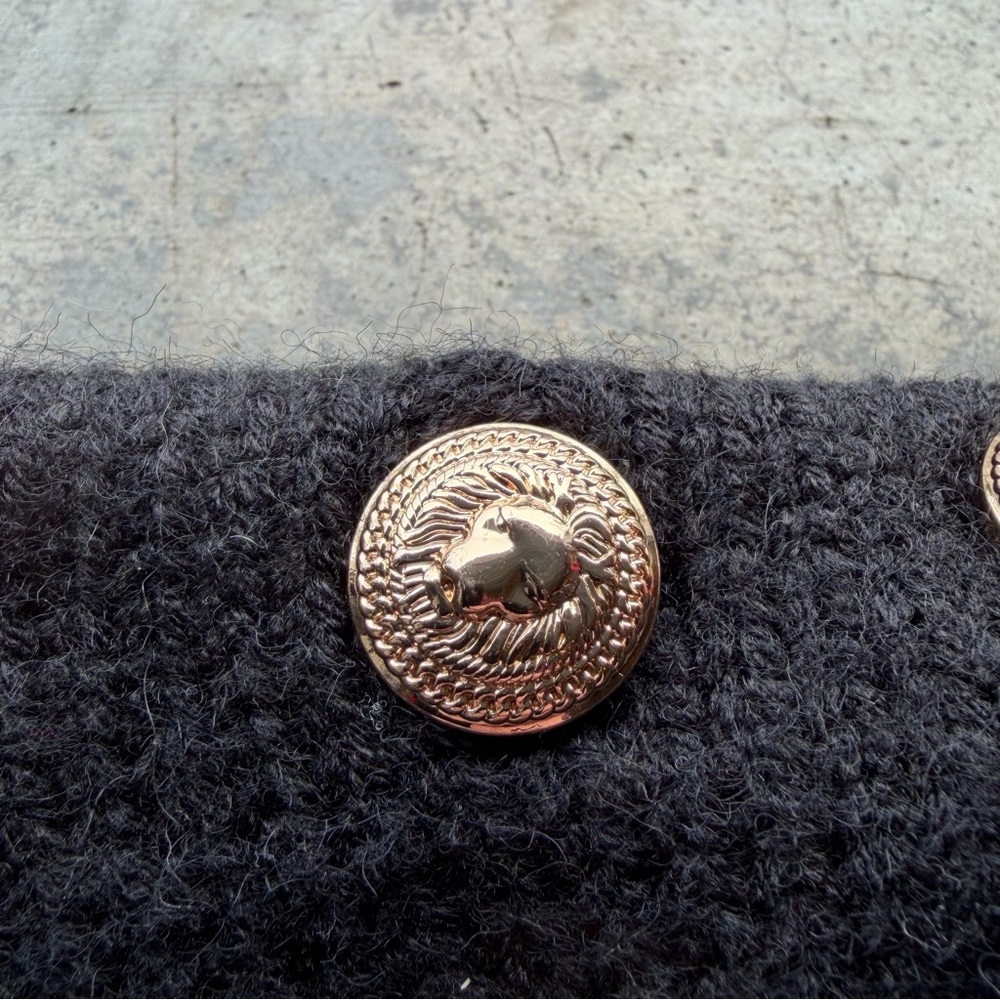 Balmain Black Crewneck Logo Sweater with Buttons - Picture 4 of 9